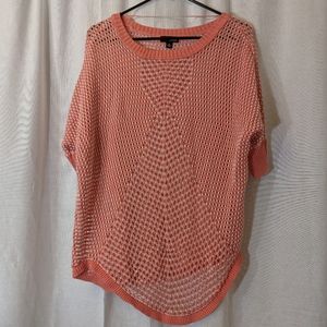 Ana Coral Pink Sheer Crochet Top Sz XL